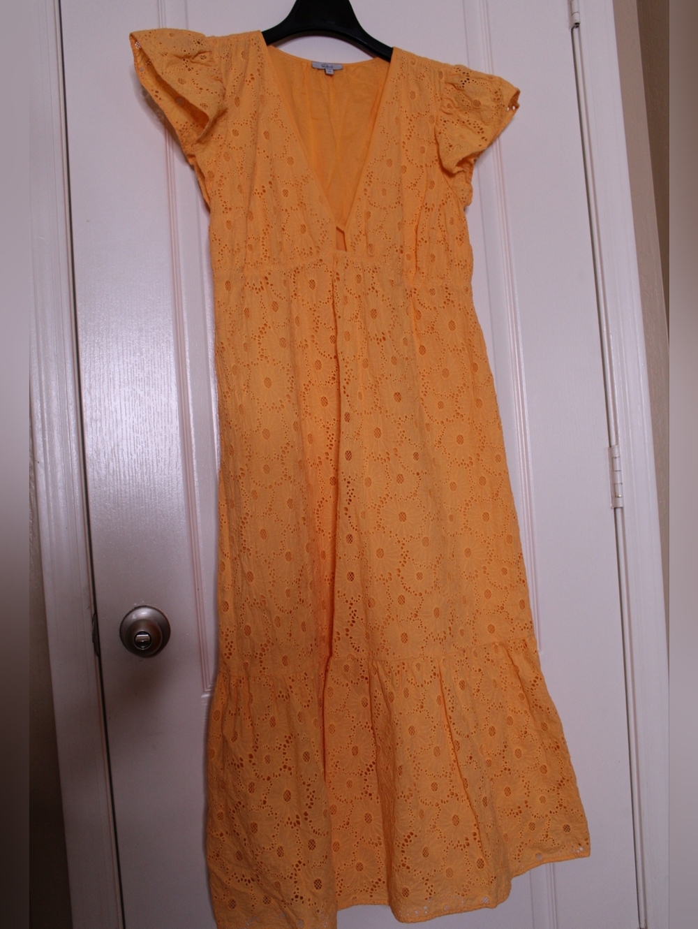 Rails Orange/yellow Eyelet V-Neck Dress